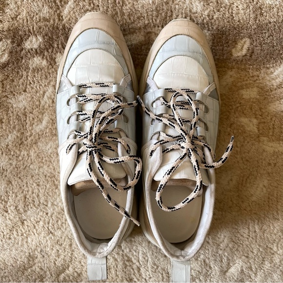 Freda Salvador Mikey Croc Embossed Leather Sneakers Neutral Combo Size 10 - Picture 7 of 13